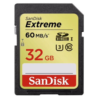 SANDISK 32GB SDHC Extreme card 60MB/s, U3