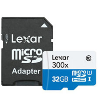 Lexar 32GB microSDHC C10 300x with adapter high speed / Reads microSD, microSDHC, and M2 memory cards New