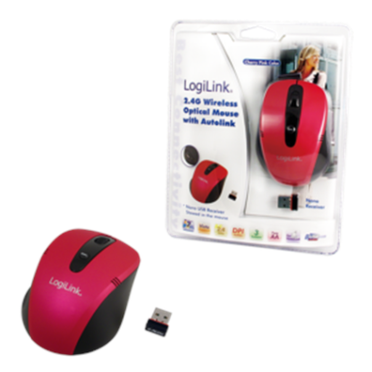 Logilink ID0034 Mouse, wireless, 2.4G, Optical, cherry red,